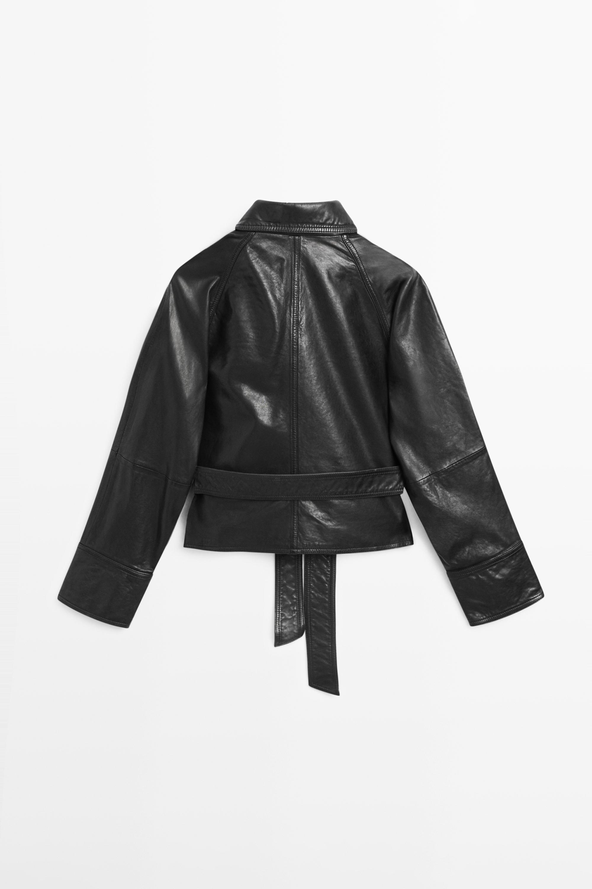 Nappa leather jacket with belt